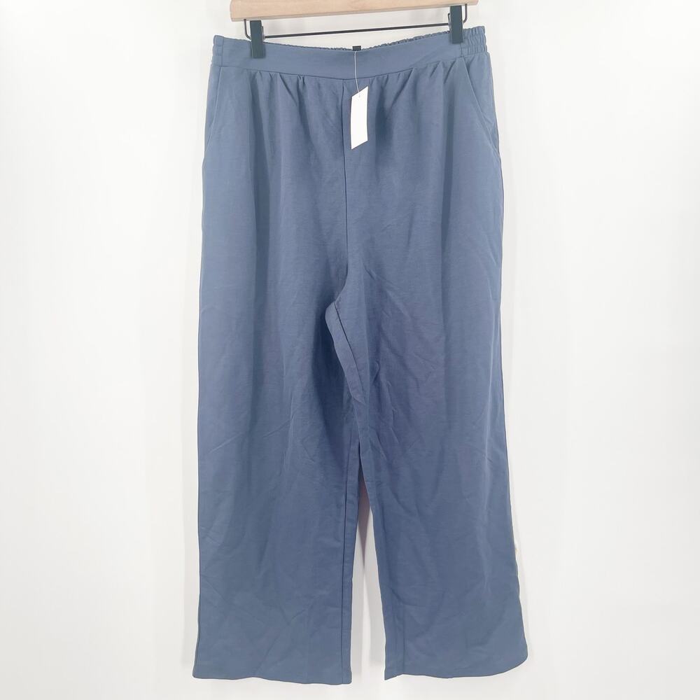 BOBEAU Pull On Pants Size Medium Indigo Blue Wide Leg NWT Rayon Nylon Blend Crop